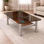Retro vintage salontafel met glazen blad, Huis en Inrichting, Ophalen