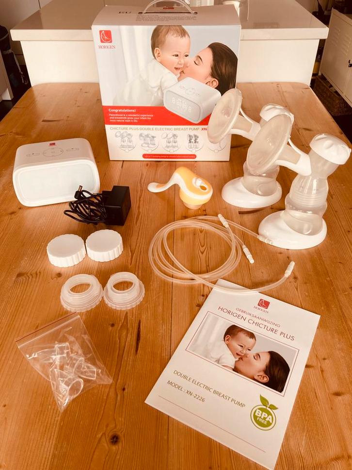 Dubbelzijdige elektr. kolf Horigen Chicture Plus + handkolf, Kinderen en Baby's, Babyvoeding en Toebehoren, Zo goed als nieuw