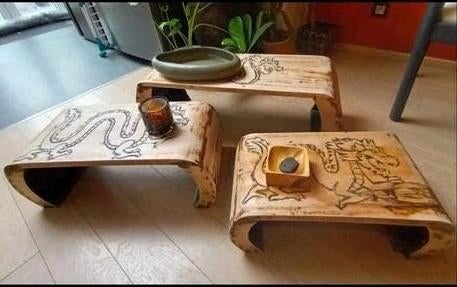 Étagères table gigogne en bois exotique manguier./tafel/, Maison & Meubles, Enlèvement