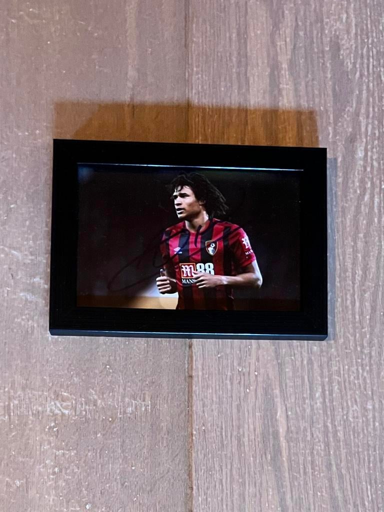 Gesigneerde foto Nathan Ake, Verzenden, Zo goed als nieuw, Spelerskaart