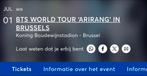 BTS Brussel 1/07 Platinum Ticket, Tickets en Kaartjes, Eén persoon, Juli