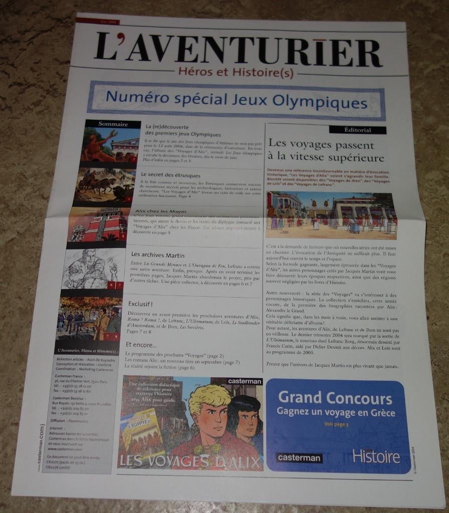 Infokrant L'aventurier Héros et Histoire(s) Alix - Alex., Eén stripboek, Ophalen of Verzenden, Zo goed als nieuw, Jacques Martin