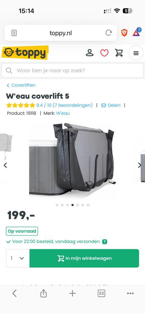 W'eau coverlift 5 nieuw, Jardin & Terrasse, Bains à remous et Spas, Neuf, Fixé, Couverture, Enlèvement