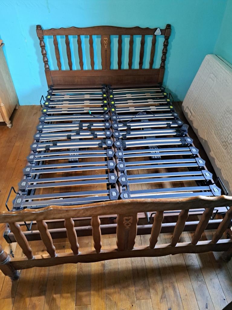 Lit 140 avec 2 sommiers électriques lattoflex, Maison & Meubles, Enlèvement, Bois