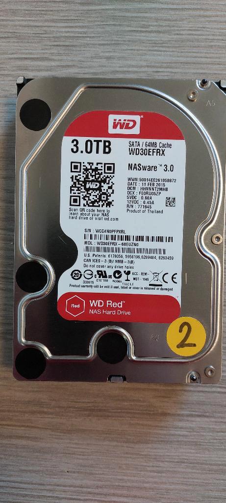 Disque dur - Festplatte - WD Red Pro 3 TB – WD30EFRX– CMR, Computers en Software, Harde schijven, Zo goed als nieuw, Server, Intern