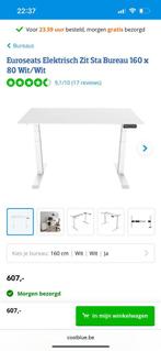 Elektrisch zit-sta bureau 160x80 wit – Euroseats, Maison & Meubles, Bureaux, Enlèvement, Électrique, Comme neuf, Bureau