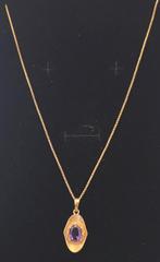 Chaine et pendetif (OR 18K ) &  pierre reale améthyste, Bijoux, Sacs & Beauté, Enlèvement ou Envoi, Jaune, Or