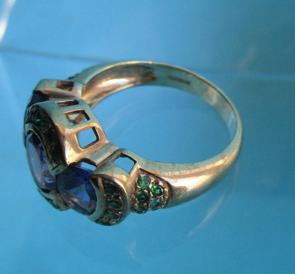 RG-1-Gouden Ring-12Krt.-Amethist - Imitatie -Vintage, Handtassen en Accessoires, Antieke sieraden, Ring, Goud, Verzenden