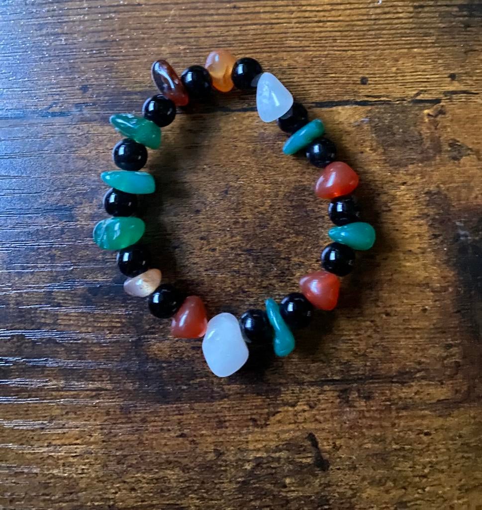 Bracelet - pierres naturelles - chakra - agate, Bijoux, Sacs & Beauté, Bracelets, Enlèvement ou Envoi, Comme neuf, Autres matériaux