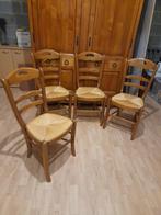 6 beuken stoelen, Huis en Inrichting, Stoelen, Ophalen, Franse stijl, Bruin, Zo goed als nieuw