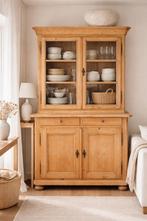 Oude grenen vitrinekast/ buffetkast, Huis en Inrichting, Ophalen, Gebruikt, Grenenhout