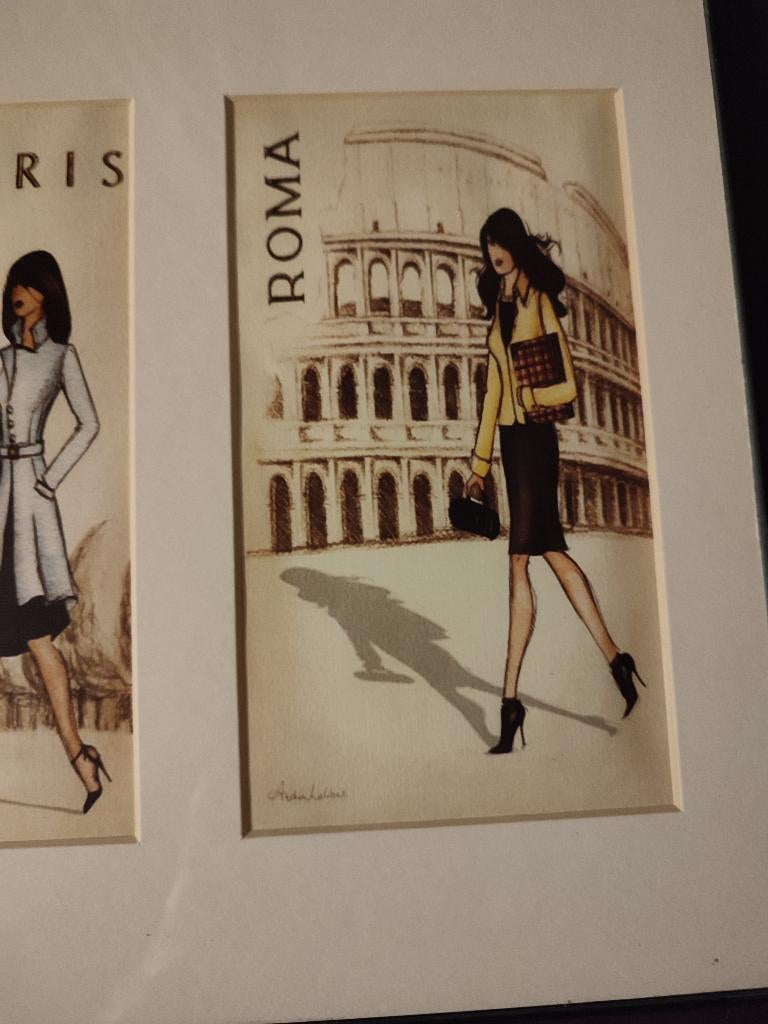 Cadre villes (New-York, London, Paris et Roma), Plastique, 26 cm, Moderne, Enlèvement