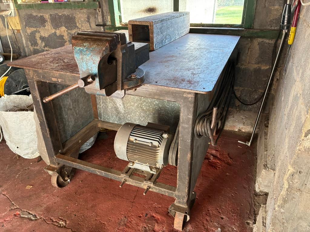 Zeer krachtige houtzaagmachine met werktafel, Ophalen, Zo goed als nieuw