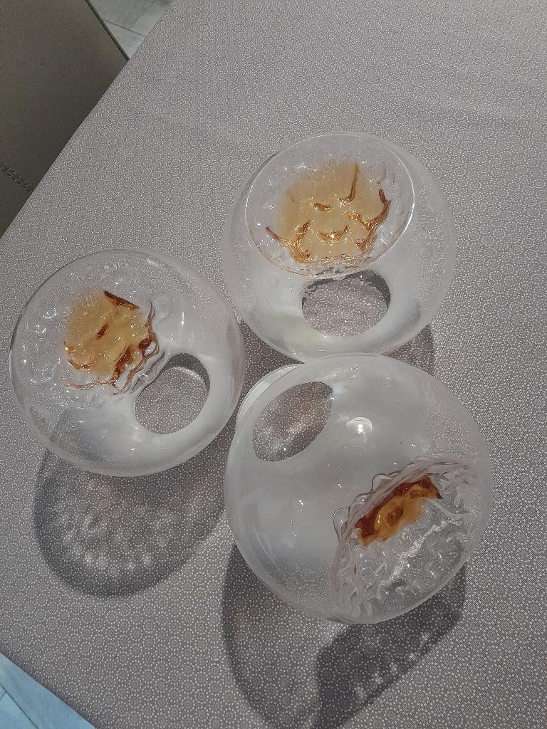 3 Globes Murano pour lustre Mazzega TBE, Antiquités & Art, Enlèvement ou Envoi