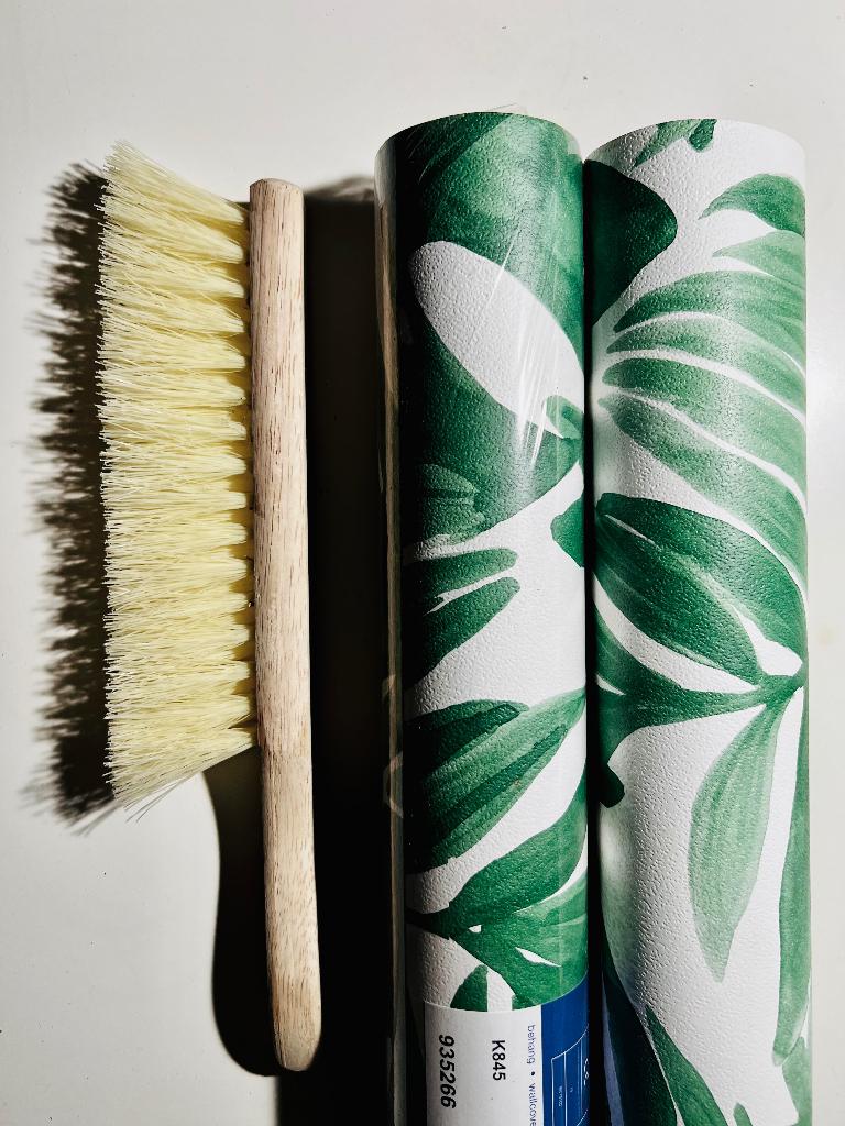 Tropisch vliesbehang Sanders & Sanders + behangborstel, Huis en Inrichting, Ophalen, Minder dan 10 m², Groen, Tropisch - vintage - groen - bladmotief