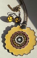 ketting en oorringen geel, Bijoux, Sacs & Beauté, Colliers, Enlèvement ou Envoi, Jaune