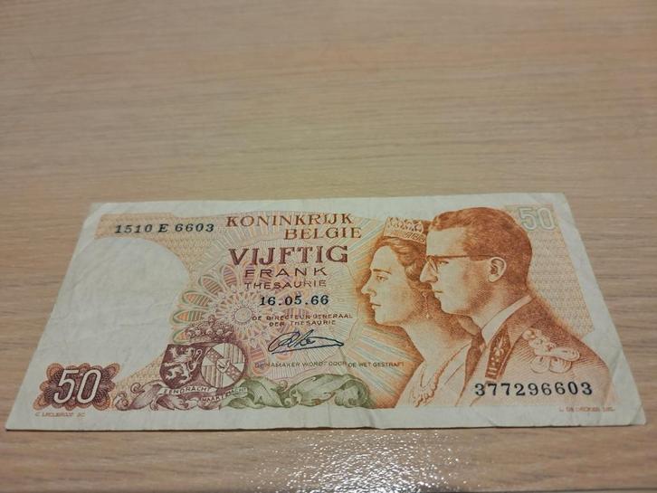 Bankbiljet Belgisch 50 frank type "1966" Koninklijk paar, Postzegels en Munten, Bankbiljetten | België, Ophalen