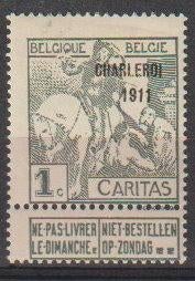 België 1911 nr. 100*, Postzegels en Munten, Verzenden, Niet gestempeld