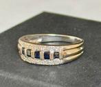 18 karaat witgouden ring met saffier en diamant! maat 17mm, Handtassen en Accessoires, Ringen, Ophalen of Verzenden, 17 tot 18