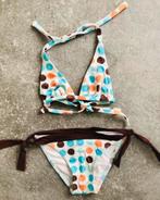 Kiwi polkadot bikini met bolletjes met aanpasbare lintjes 10, Ophalen of Verzenden, Zo goed als nieuw, Meisje, Sport- of Zwemkleding