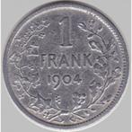 België 1 franc, 1904 Legende in het Nederlands Zilver 5g, Zilver, Zilver, Losse munt, Verzenden