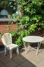 Tuinset, smeedijzeren tuintafel rond en 4 stoelen, Tuin en Terras, Tuinmeubel-accessoires, Ophalen of Verzenden