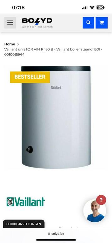 Chauffageketel, boiler + thermostaat vaillant, Protection de température de retour (RTS), Enlèvement, 3 à 5 ans, 100 litres ou plus