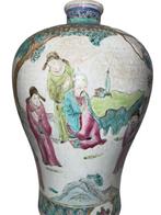 Chinese porseleinen vaas uit Canton — Geanimeerde scène, Ophalen of Verzenden