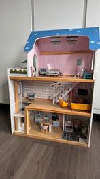 Houten poppenhuis incl meubeltjes, Ophalen, Gebruikt, Poppenhuis