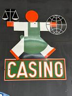 Oud emaille reclame bord Casino ontwerp Cassandre, Verzamelen, Reclamebord, Gebruikt, Ophalen of Verzenden