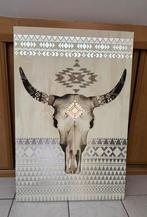 Canvas met buffelmotief gemonteerd op een houten frame, Ophalen, Zo goed als nieuw
