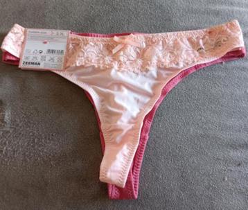 Lot 2 strings saumon et cerise L NEUF beschikbaar voor biedingen
