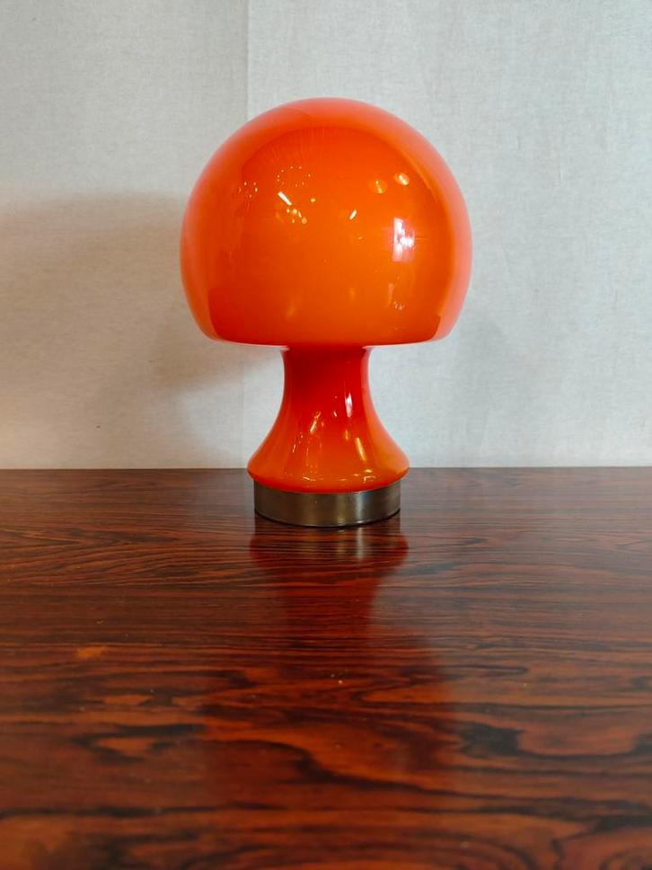 Vintage Oranje Glazen Paddenstoel Lamp 1970 Murano Stijl, Verzamelen, Retro, Ophalen of Verzenden