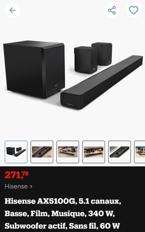 Hisense 340 watt tv-soundbar, Audio, Tv en Foto, Soundbars, Nieuw, Bluetooth, Met externe subwoofer, Ophalen