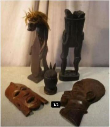5 belles œuvres d'art africaines anciennes en bois, Enlèvement ou Envoi