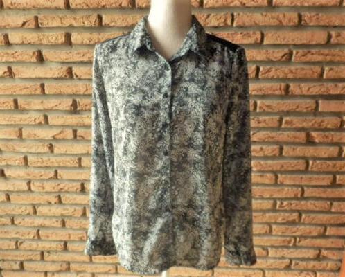 (18)- chemisier femme t.38 gris et noir - jennyfer -, Kleding | Dames, Blouses en Tunieken, Zo goed als nieuw, Maat 38/40 (M)