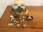 Chien tirelire vintage + 7 petits chiens, Ophalen
