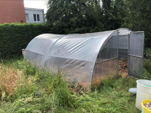 Robuuste stalen tunnelserre (5x3m), Tuin en Terras, Kassen, Gebruikt, Kweekkas, Staal, Folie, Ophalen