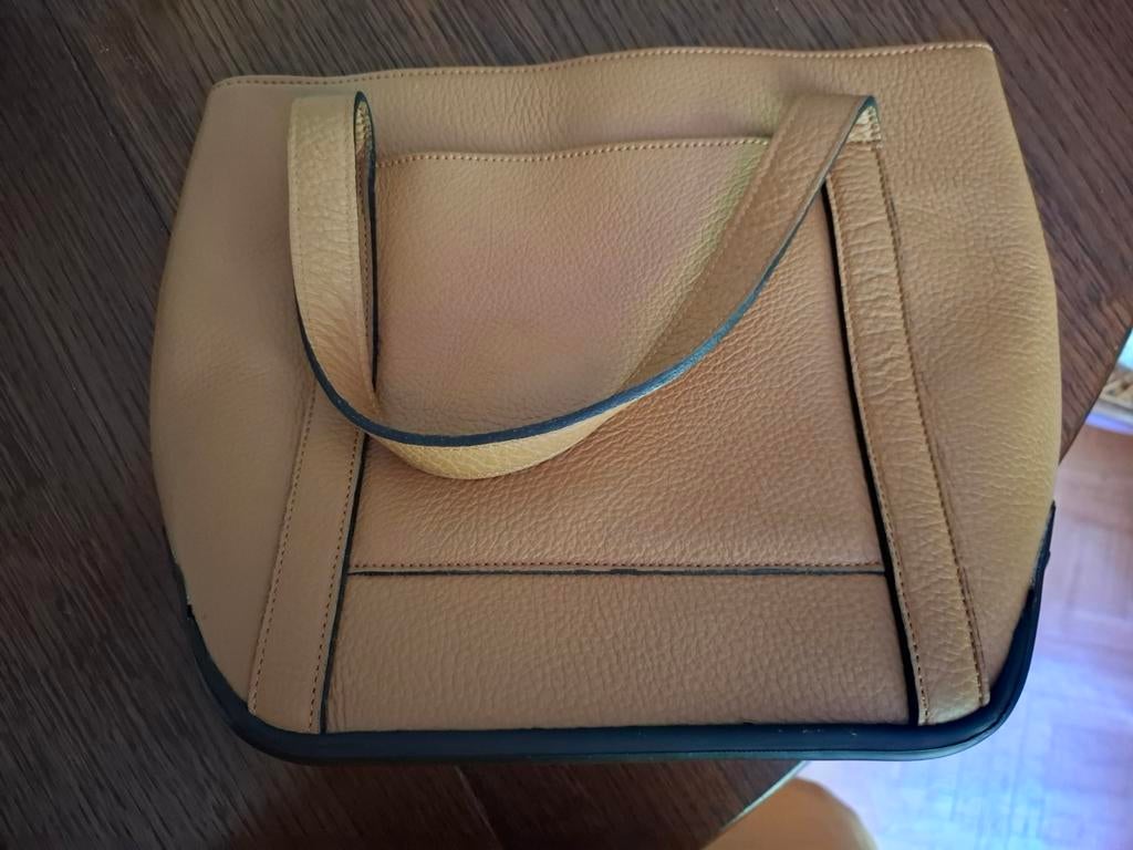 Lederen handtas camel kleur, Ophalen, Zo goed als nieuw, Handtas