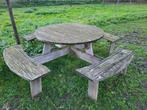 Ronde picknicktafel, Tuin en Terras, Ophalen, Gebruikt, Rond, Hout