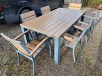 Tuintafel met 6 stoelen, Tuin en Terras, Ophalen, Gebruikt, 6 zitplaatsen, Aluminium