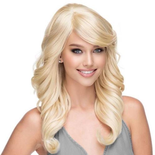 Pruik lichtblond lang haar met slagen model Phoenix kleur 61, Handtassen en Accessoires, Uiterlijk | Haarverzorging, Nieuw, Pruik of Haarverlenging