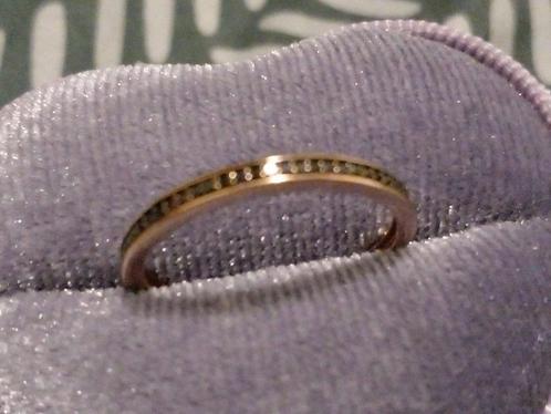14Karaat Rose Gouden Ring met 29 Zwarte Diamantjes 0,29K, Handtassen en Accessoires, Ringen, Nieuw, Dame of Heer, 18 tot 19, Roze