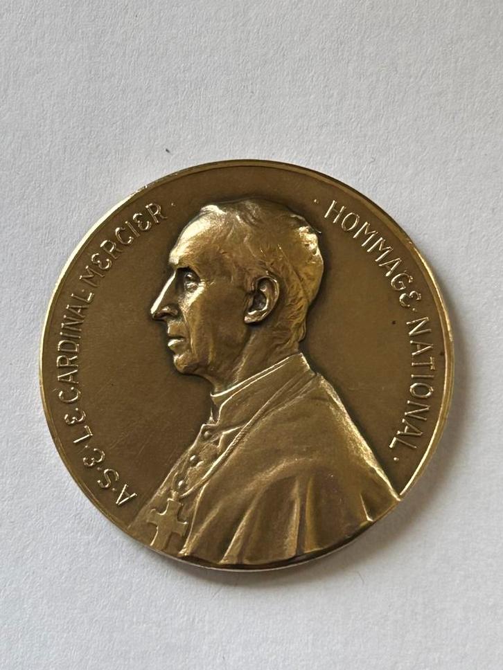 Medaille Kardinaal Mercier 1914 WWI, Postzegels en Munten, Penningen en Medailles, Ophalen of Verzenden