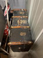 Malle / valise de transport bateau cuir bois style St Hubert, Enlèvement, Comme neuf