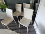 4 stoelen in wit / l ecru leder, Huis en Inrichting, Vier, Gebruikt, Leer, Wit