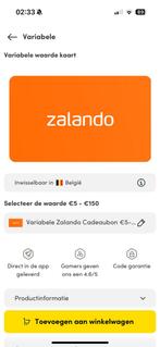 Zalando giftcard te koop 150€, Tickets en Kaartjes, Eén persoon, Cadeaubon, Arrangement, Warenhuis- of Winkelbon