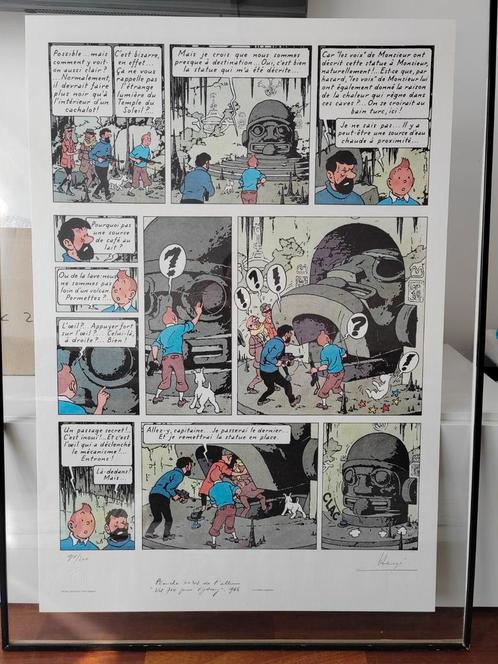 gesigneerde wwf lithographie Hergé vlucht 714 voor Sydney, Verzamelen, Stripfiguren, Zo goed als nieuw, Kuifje, Ophalen of Verzenden