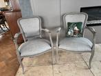 2 bijzet zetels gestoffeerd met linnen, Huis en Inrichting, Zetels | Zetels, Ophalen, Gebruikt