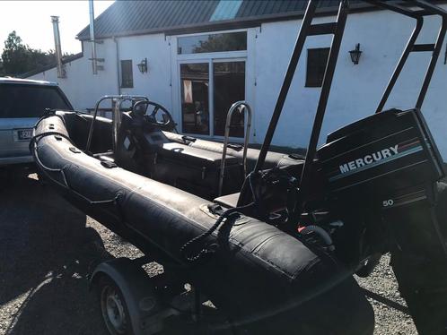 Kopka RIBBOOT 4.9 m 50 pk Mercury 4 personen, Watersport en Boten, Motorboten en Motorjachten, Gebruikt, Polyester, Benzine, Buitenboordmotor